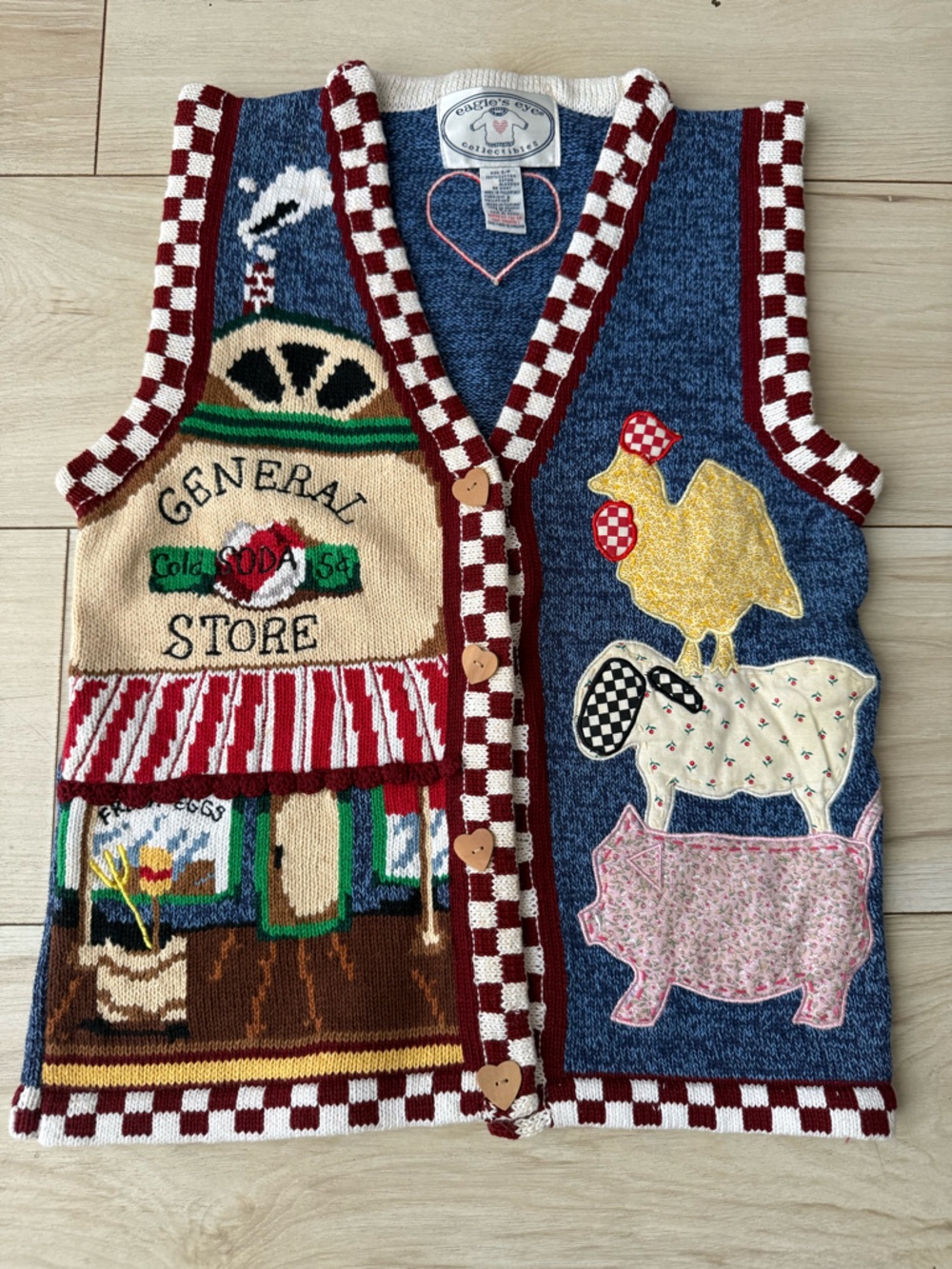 Farmstore Patchwork Knit Vest Cardigan - Multicolor